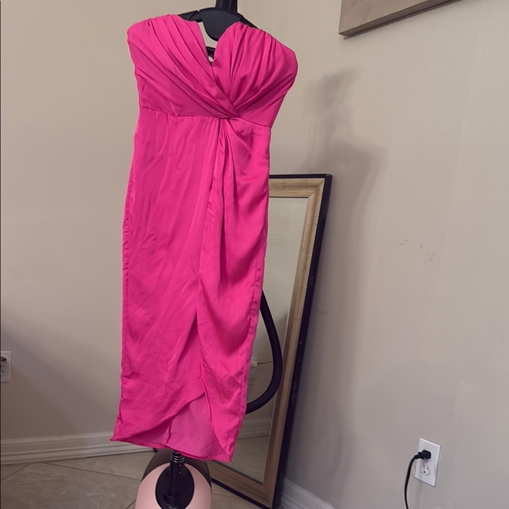 DO+BE Pink Asymmetrical Strapless Cocktail Dress